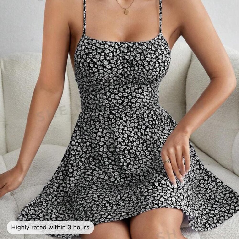 Floral Open Back Mini Dress
